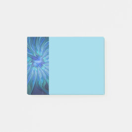 Notas Post-it® Blue Flower Fantasy Pattern, Abstract Fractal Art