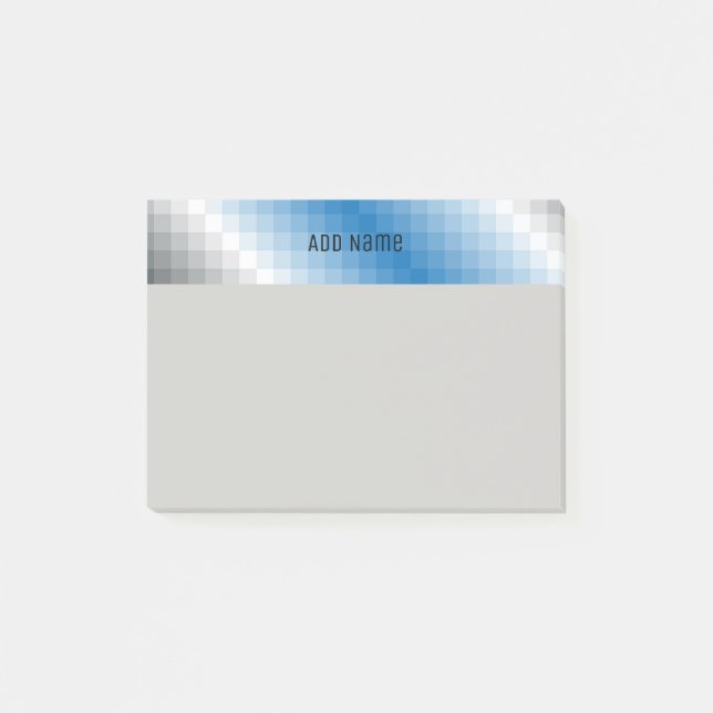 Notas Post-it® Blue Gray Pixel Personalized Post (4x3) (Anverso)
