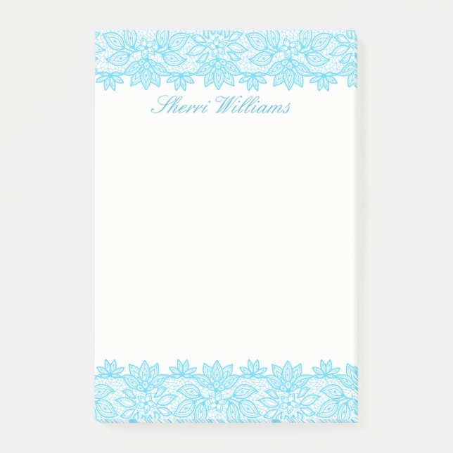 Notas Post-it® Blue Lacy Personalizado Post IT Note Pad (Anverso)