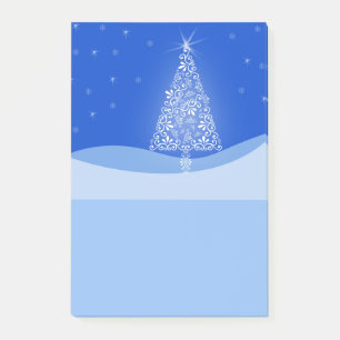 Notas Post-it® Blue Merry Christmas Tree Starry Night Post