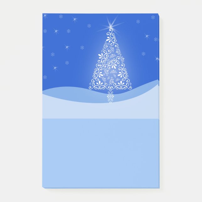 Notas Post-it® Blue Merry Christmas Tree Starry Night Post (Anverso)