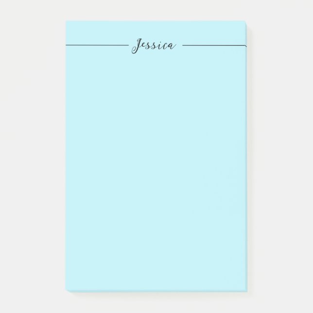 Notas Post-it® Blue Modern Elegant Plain Simple Professional Name (Anverso)