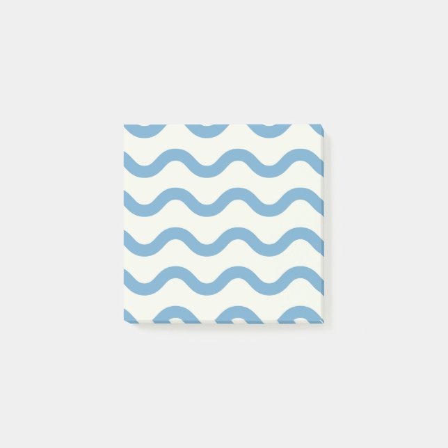 Notas Post-it® Blue Nautical Groovy Wavy Stripe Moderno Minimalis (Anverso)