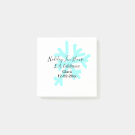 Notas Post-it® Blue snowflakes holiday camping house place date