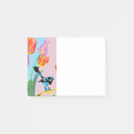 Notas Post-it® Blue Wren Bird Pattern Pink birds Post (pájaros ro