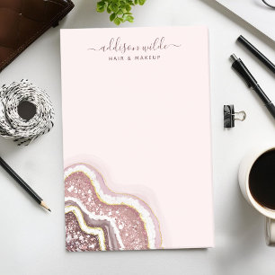 Notas Post-it® Blush de Rosa Dorado Glitter Agata Geoda Negocios