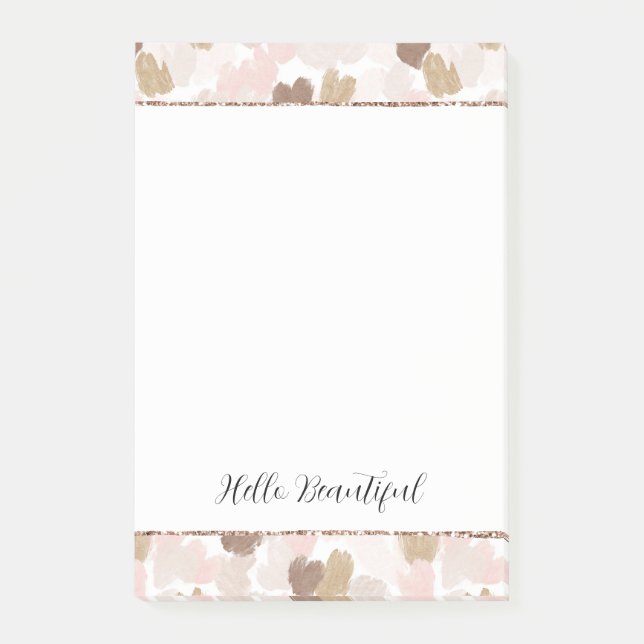 Notas Post-it® Blush Glitter Pink Cream Brown Hearts (Anverso)