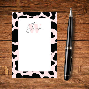 Notas Post-it® Blush Pink Cow Print Girly Feminine Cute Monogram