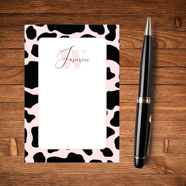 Notas Post-it® Blush Pink Cow Print Girly Feminine Cute Monogram (Subido por el creador)