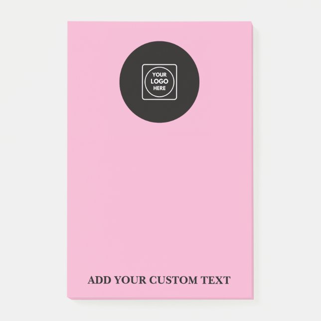 Notas Post-it® Blush Pink Logo Text Business Sticky Notepad (Anverso)