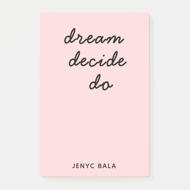 Notas Post-it® Blush Pink Modern Stylish Script Design (Anverso)