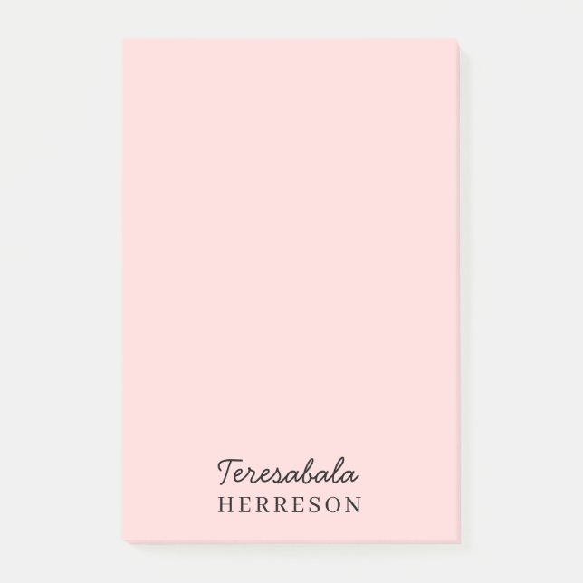 Notas Post-it® Blush Pink Monogram Minimalist Design (Anverso)