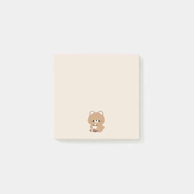 Notas Post-it® Boba de oso marrón (Anverso)