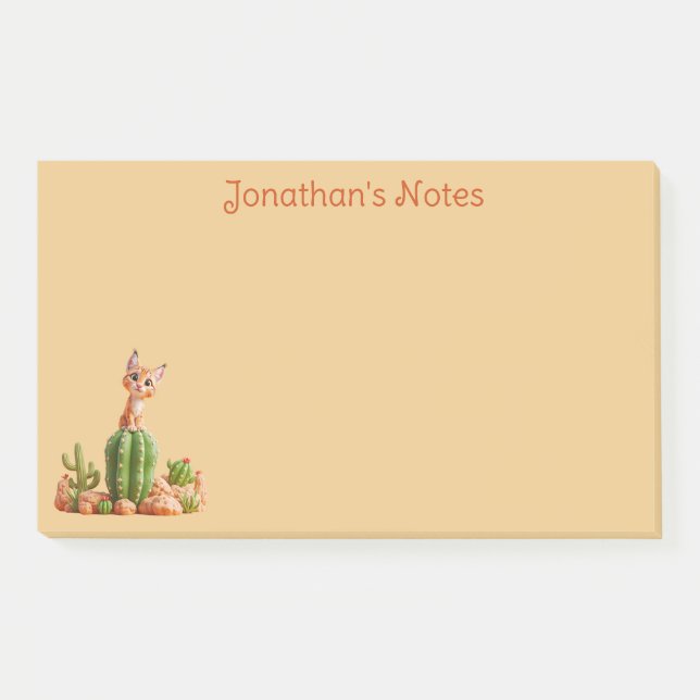 Notas Post-it® Bobcat suave en cactus (Anverso)