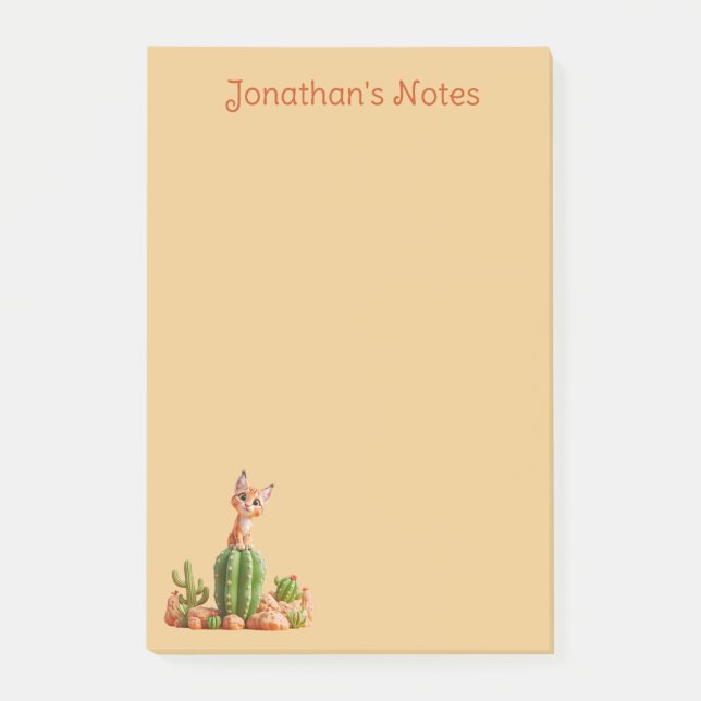 Notas Post-it® Bobcat suave en cactus (Anverso)