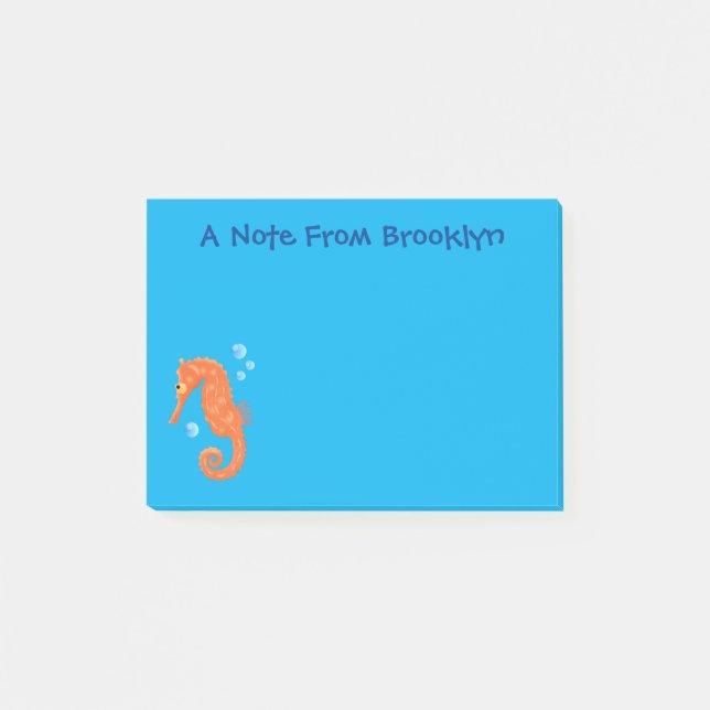 Notas Post-it® Bóbulas de caballito de mar naranja personalizado  (Anverso)