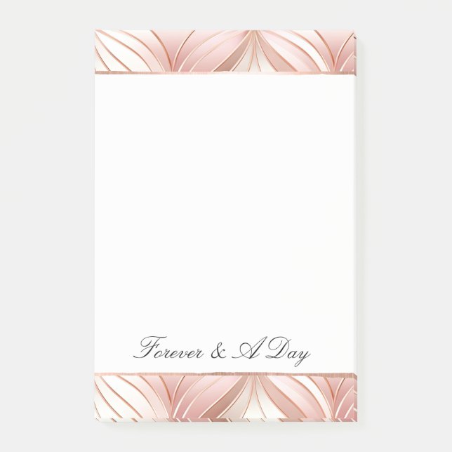 Notas Post-it® Boda abstracta de oro rosa con perlas rosadas (Anverso)