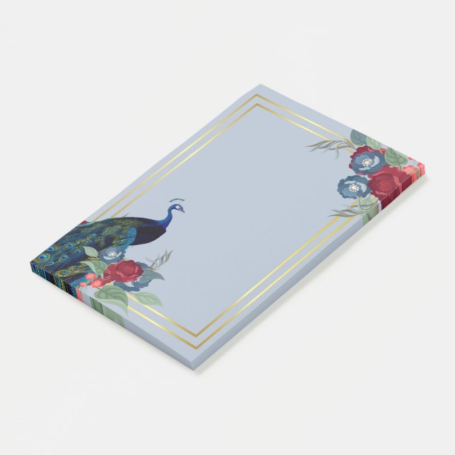 Notas Post-it® Boda Caída del Peacock Blue Burgundy Winter (En perspectiva)