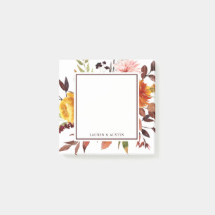 Notas Post-it® Boda de acuarela de jardín de otoño personalizad
