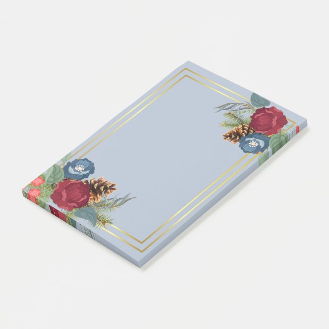 Notas Post-it® Boda de Invierno Burgundy Teal Azul Moderno (En perspectiva)