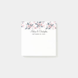 Notas Post-it® Boda de patrón de acuarela floral rosa y gris