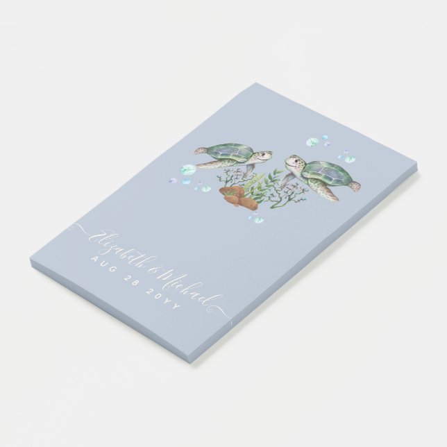 Notas Post-it® Boda en la playa de las tortugas marinas (En perspectiva)