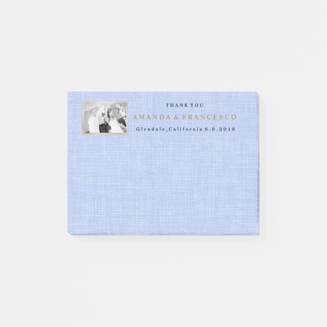 Notas Post-it® Boda Gracias Favor Burlap Gray (Anverso)