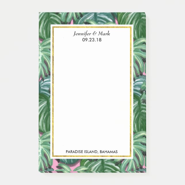 Notas Post-it® Boda personalizada de follaje de hojas tropicales  (Anverso)