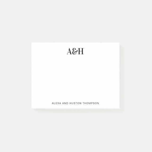 Notas Post-it® Boda personalizado Monograma Stationery Elegante (Anverso)