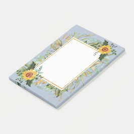 Notas Post-it® Boda Rústico BOHO Sunflowers Greenery