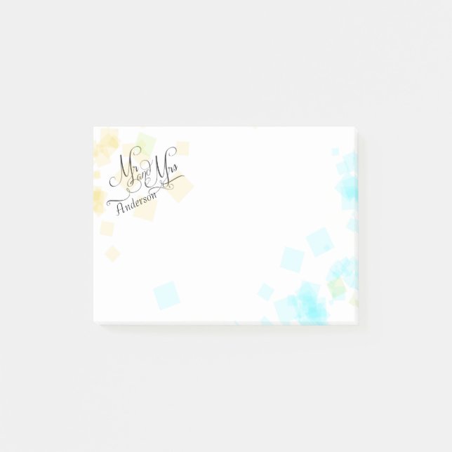 Notas Post-it® BODA y Sra. | Pastel Beach Colours Confetti (Anverso)