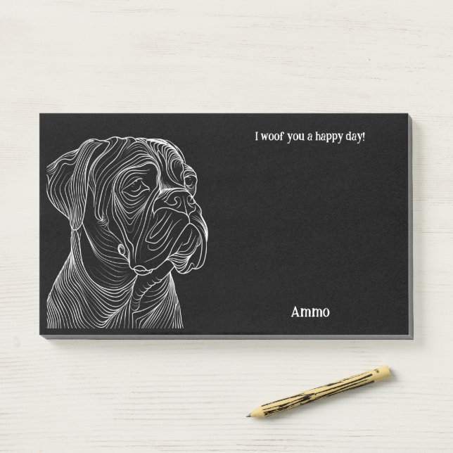 Notas Post-it® Boerboel Abstract Art Dog Name (En escritorio)