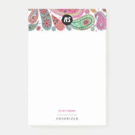 Notas Post-it® Bohemian Rosa y turquesa Floral Paisley