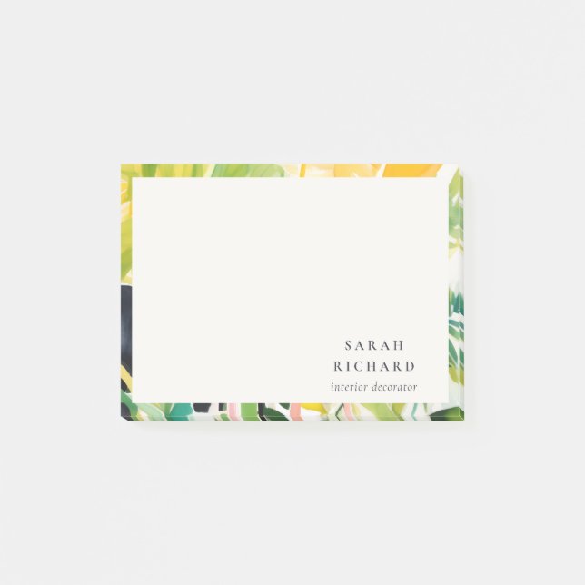 Notas Post-it® Boho Chic Verde Follaje Tropical Frondoso Botánico (Anverso)