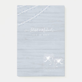 Notas Post-it® BOHO Dusty Blue Driftwood Mason Jars Boda
