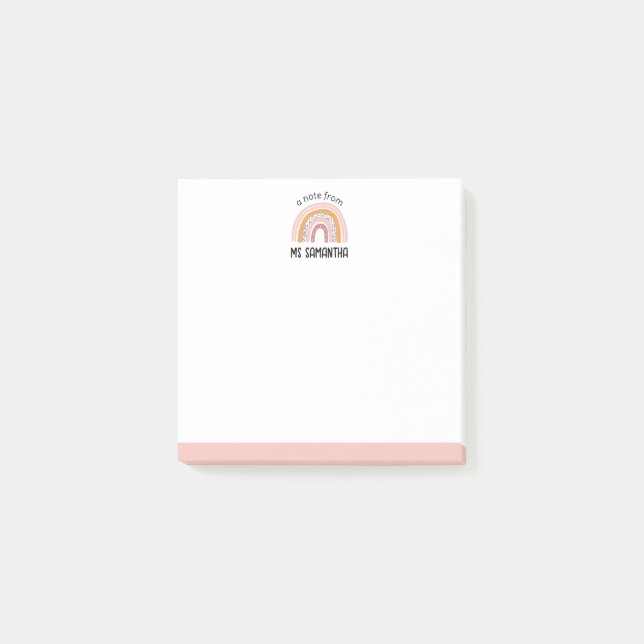 Notas Post-it® Boho Rainbow Post It Notes (Cream Cute rosado) (Anverso)