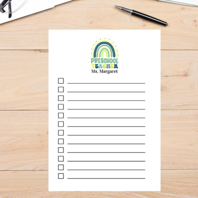 Notas Post-it® Boho Rainbow Preescolar profesor azul verde (Subido por el creador)