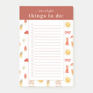 Notas Post-it® Boho retro Summer Picnic Lista de Monograma a Ha