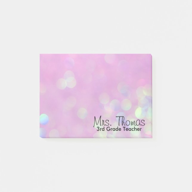 Notas Post-it® Bokeh Post It Notes 4x3 (Rosa) (Anverso)