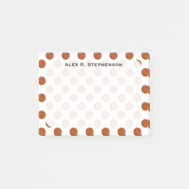 Notas Post-it® Bolas de baloncesto monogramo en blanco