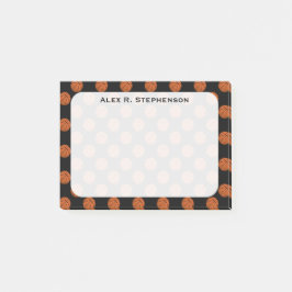 Notas Post-it® Bolas de baloncesto monogramo en negro