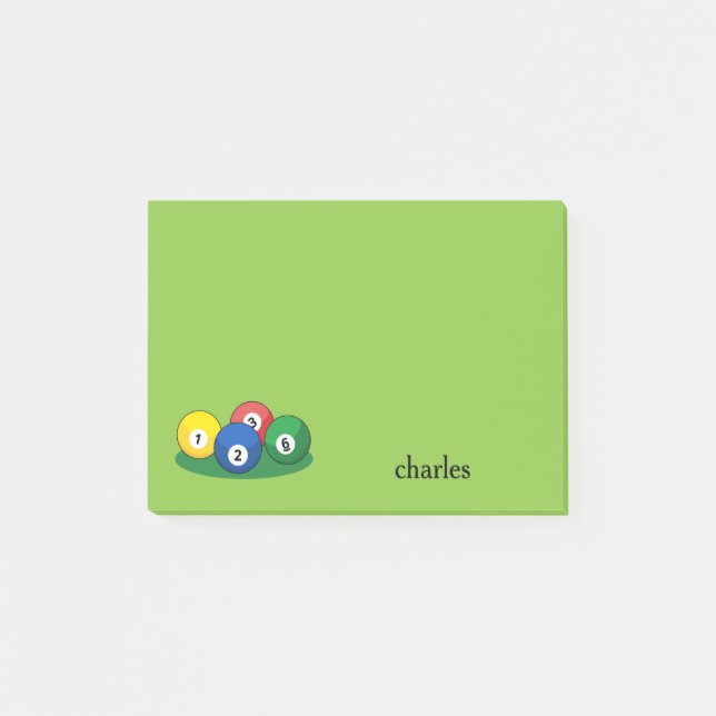 Notas Post-it® Bolas de billar de billar personalizadas (Anverso)