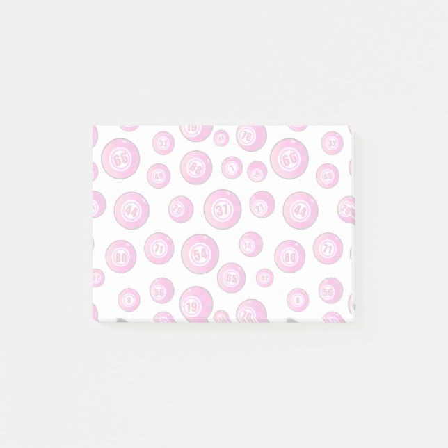 Notas Post-it® Bolas de Bingo Novedad rosa y blanca (Anverso)
