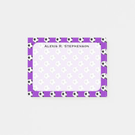 Notas Post-it® Bolas de fútbol monograma en morado