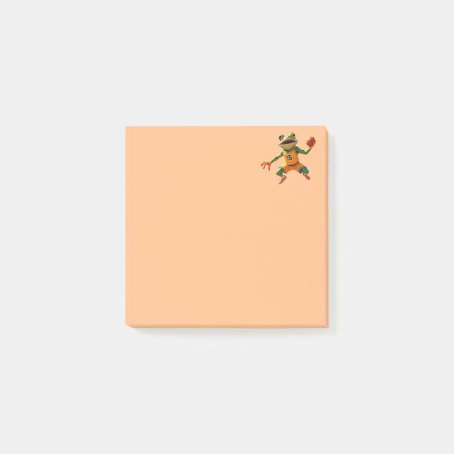 Notas Post-it® Bolas de naranja de rana de baloncesto (Anverso)