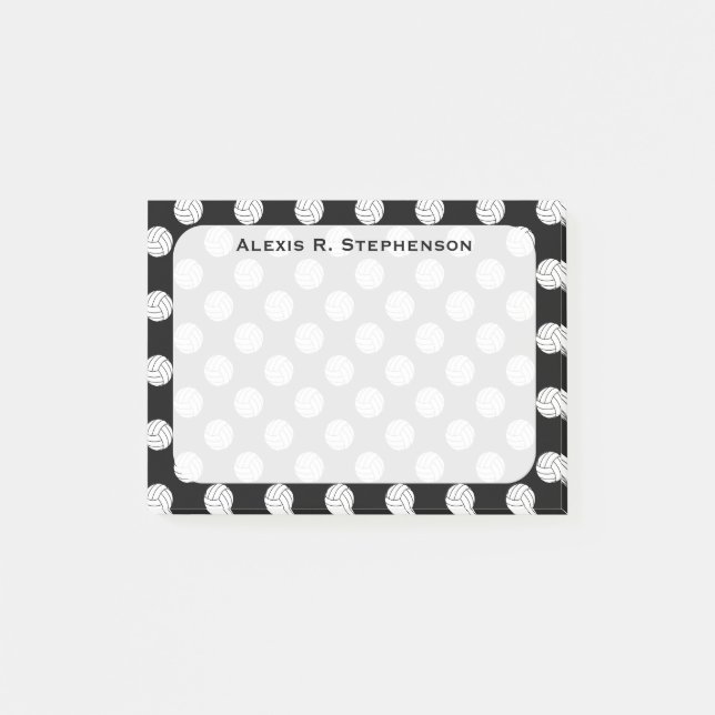 Notas Post-it® Bolas de voleibol con monograma en negro (Anverso)