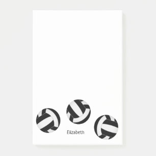 Notas Post-it® bolas de voleibol negro notepad w nombre del atlet