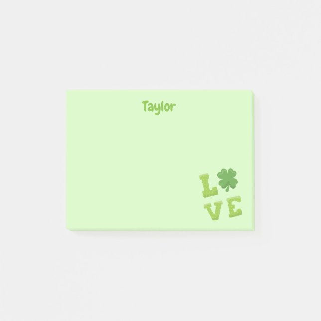 Notas Post-it® Boletines de Green St. Patrick's Love Block (Anverso)