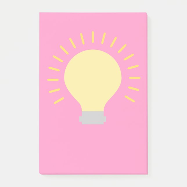 Notas Post-it® Bombilla de luz amarilla rosa vibrante (Anverso)