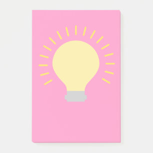Notas Post-it® Bombilla de luz amarilla rosada vibrante